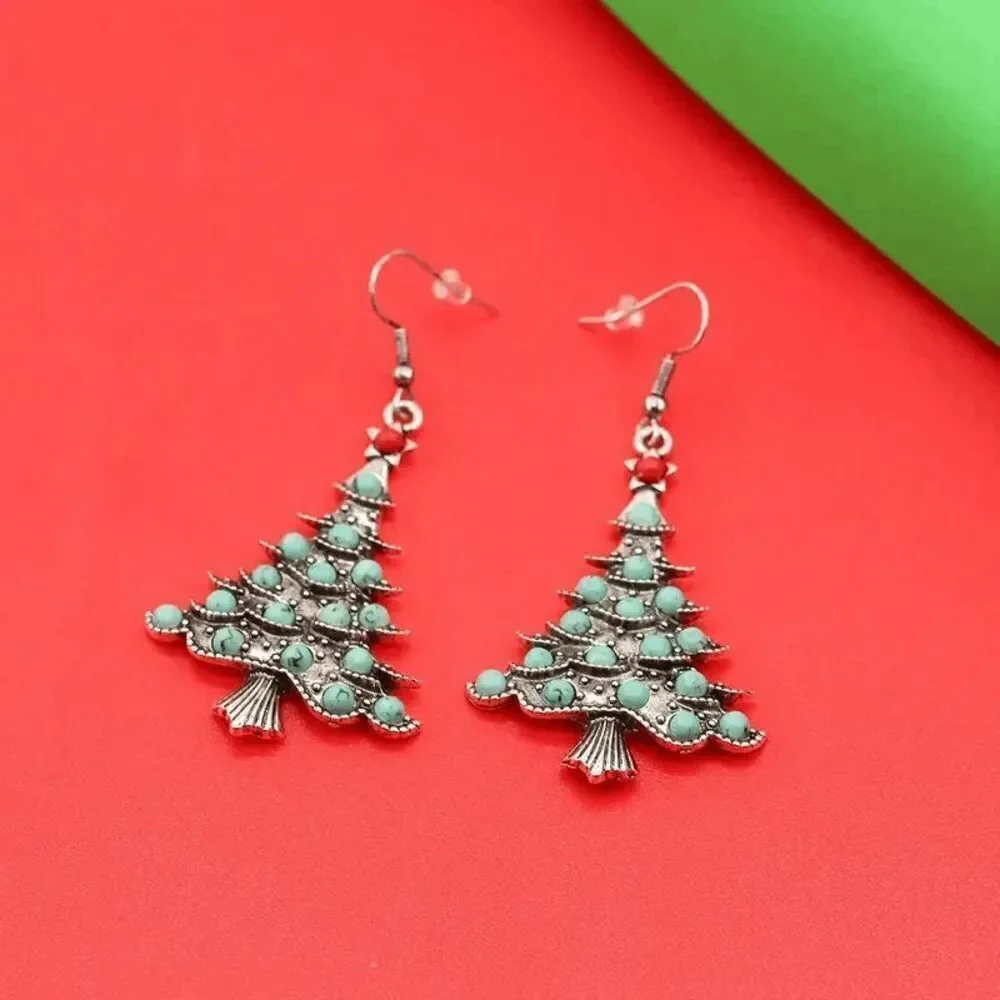 Boho Turquoise Christmas Tree Earrings